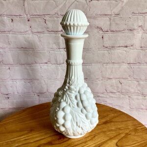 Vintage White Milk Glass Grapes Decanter